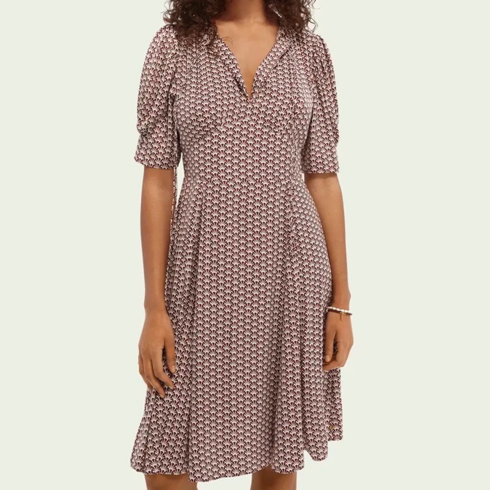 Scotch & Soda Pink Patterned Midi Dress